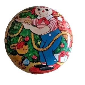 Santas World Kurt Adler Metal Yo-Yo 1980 Vtg Raggedy Ann Andy New Sealed Xmas 2"